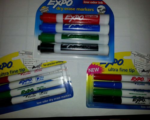 New lot of 3 packs packages expo markers 4 pack  12 total red blue black green
