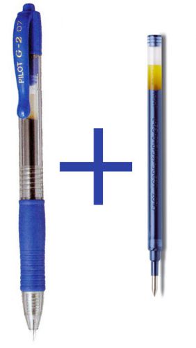 ORIGINAL PILOT G-2 0.7 BLUE BALL POINT PEN GEL TYPE INK &amp; REFILL
