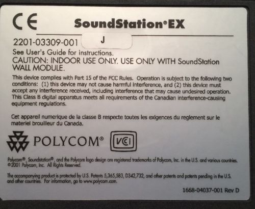 Polycom Soundstation EX w/ 1 Microphone and Power Supply