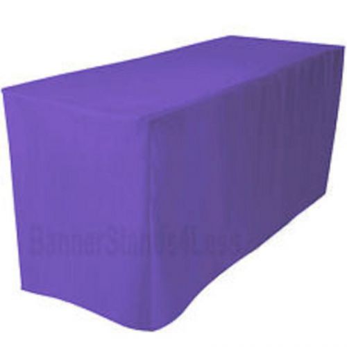 6&#039; Fitted Tablecloth Wedding Banquet Event Table Throw Cover - Purple Blue Color