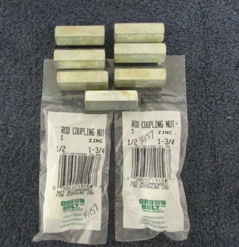 Crown bolt lot of 9 19157 1/2&#034; x 1-3/4&#034; rod connector coupling nut a1-29 for sale