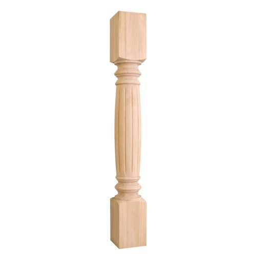 Fluted Turned Wood Post . 4-1/2&#034; x 4-1/2&#034; x 35-1/2&#034;. Species: Hard Maple