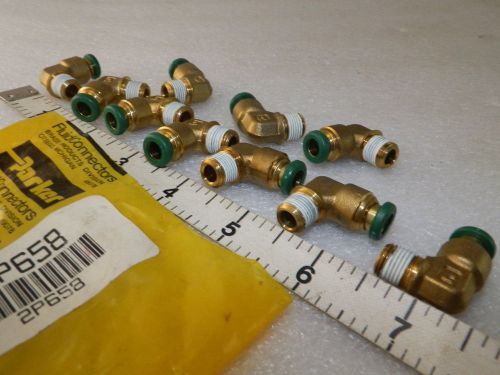 10 pc. 1/4&#034; tube x 1/8&#034; pipe 90° elbow brass fittings Parker 169PLNS-4-2 (R4)