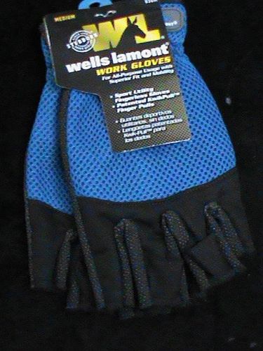 Wells Lamont Work Mens Fingerless Sport Utility Gloves Camp Bike Med Blue