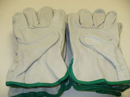 6 NEW Pair Wells Lamont 100% Cowhide Leather Work &amp; Driving Gloves, Medium-Green