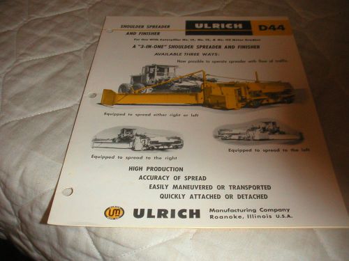1960&#039;s ULRICH D44 SHOULDER SPREADER FOR CATERPILLAR GRADERS SALES BROCHURE