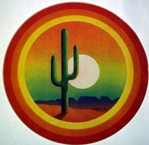 Circle desert cactus scene Vintage 70&#039;s Roach T-Shirt transfer