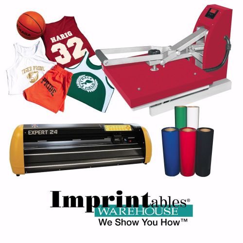 Gcc expert vinyl cutter &amp; red press package and heat transfer supplies for sale