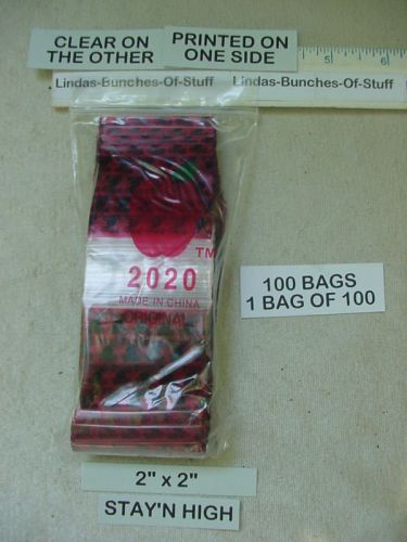 100 Stayn High Red/Bk 2&#034;X2&#034; 2 Mill Plastic Zipseal Bags