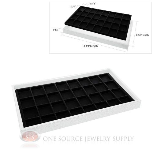 White Plastic Display Tray 32 Black Compartment Liner Insert Organizer Storage