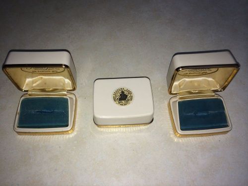 LOT OF 3 VINTAGE JEWELERS PLASTIC AND METAL RING BOXES