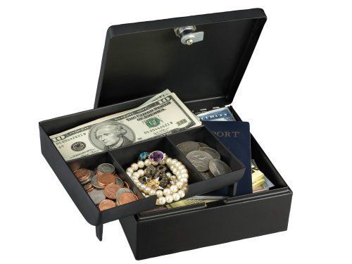 NEW Master Lock 7143D Cash Box With 4 Compartment Tray