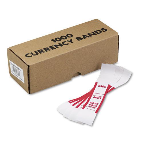 Currency straps self sealing $500 value white/red 1000/box. sold as box of 1000 for sale