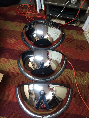 3 industrial  24&#034; diameter acrylic safety &amp; security half dome mirrors [used] for sale