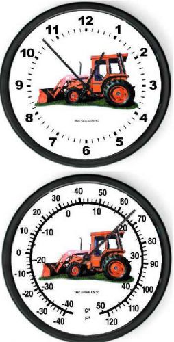 New KUBOTA Model L5450 Tractor Wall Clock &amp; Thermometer10&#034; Round Vintage 1994