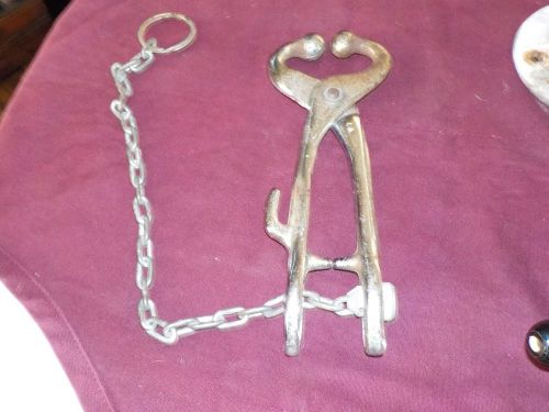Vintage bull nose tongs pliers holder lead livestock tool for sale