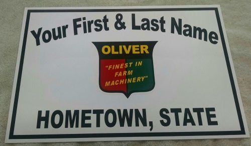 Personalized  Oliver &#034;Finest in Fram Machinery&#034; Aluminum Sign