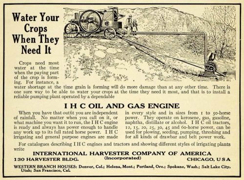 1913 ad oil gas engines international harvester farming equipment pm3 for sale