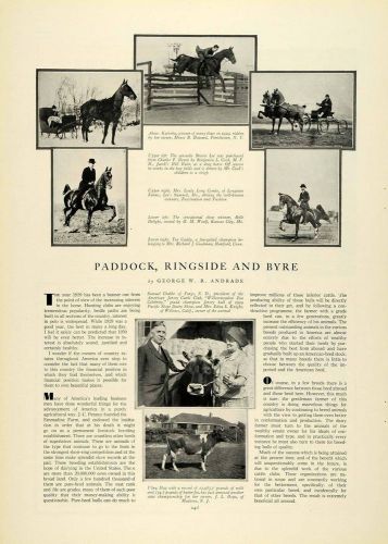 1930 Article Show Horses Jumping Sleigh Harness Racing Emmadine Farm Cattle