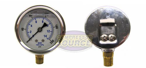 Quality liquid filled 2.5&#034; 200 psi air pressure gauge lower mnt / side mount for sale