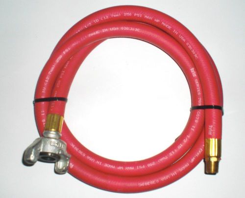 Parker industrial rubber 1/2&#034; x 6&#039; air hose whip with fittings, usa made, 250psi for sale