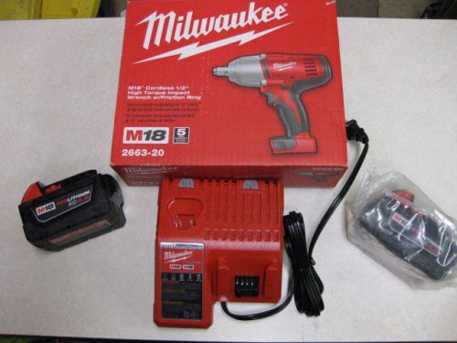 Milwaukee 2663-20 18v 1/2&#034; impact wrench w/ (2)4.0 ah xc 48-11-1840 &amp; charger for sale