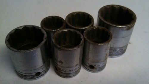 SNAP-ON SOCKETS 12pt  1/2&#039;in dr set of 6 Fair condition