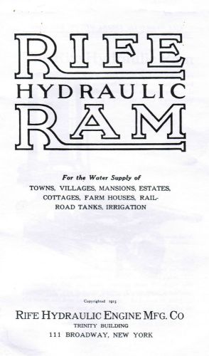 Rife hydraulic ram water well pump manual book hit miss gas engine motor steam for sale