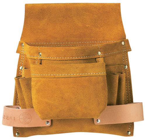 Klein tools 42241 6-pocket leather nail, screw, and tool pouch for sale