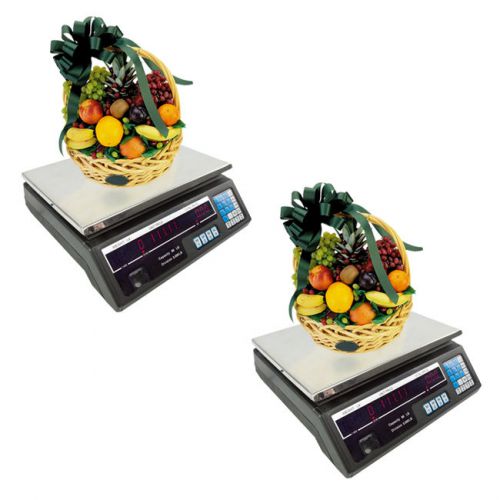 2x Black Digital Weight Scale 60LB Price Computing Food Meat Scale Produce New
