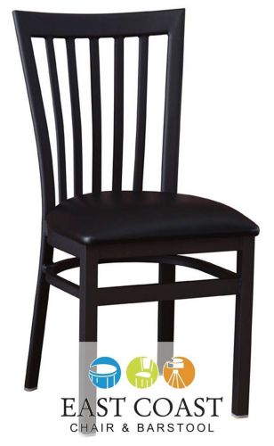 New Gladiator Full Vertical Back Metal Restaurant Chair with Black Vinyl Seat