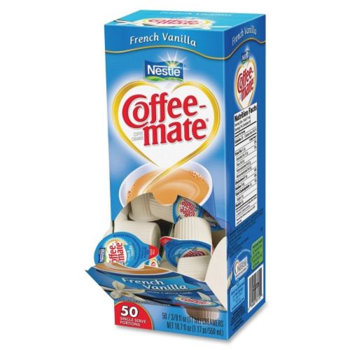 3 coffee-mate liquid creamer singles - french vanilla flavor - 0.38 oz- 50/box for sale