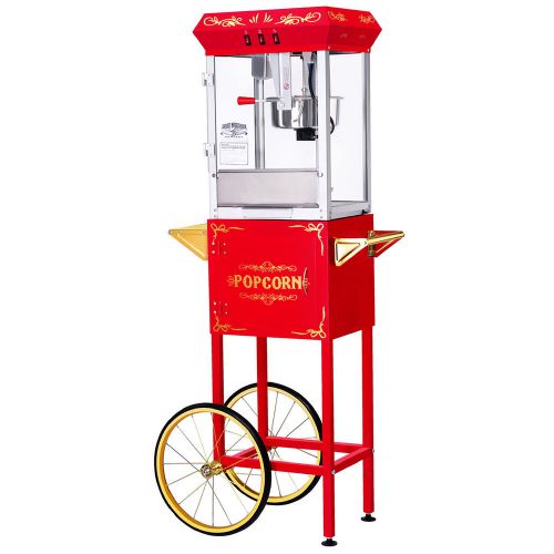 Great Northern Popcorn Red GNP-800 All-Star Popcorn Popper Machine &amp; Cart,  8 oz