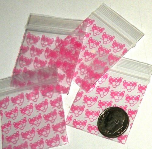 Pink Panther mini ziplock bags 1.5 x 1.5&#034;  Apple 1515 baggies 100 200 500 1000