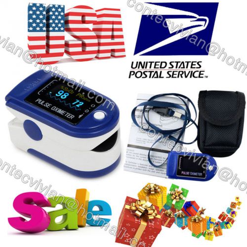 Usa usps fingertip finger pulse oximeter blood spo2 oxymetre pr monitor blue 50d for sale