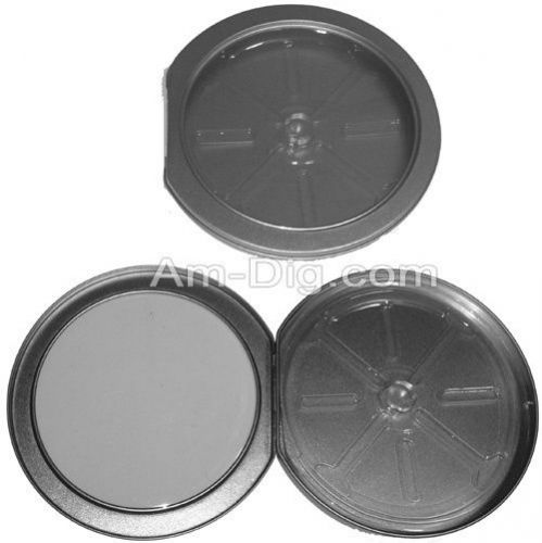 Am-Dig Tin CD/DVD Case D-Shape with Hinge &amp; Window Clear Tray 25 Pack - JCT20120