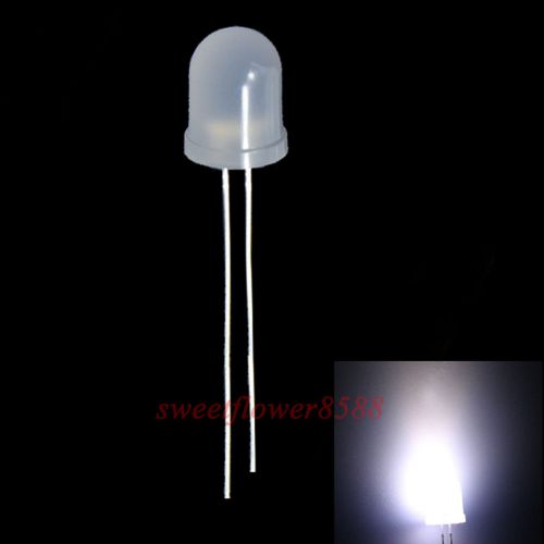 50X 10mm White Diffused Lamp Ultra Bright Diffused LED &amp; Free 12V Resisor New*