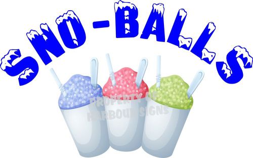 Sno-Balls Decal 24&#034; Shaved Ice Snow Cones Concession Cart Trailer Vinyl Sign