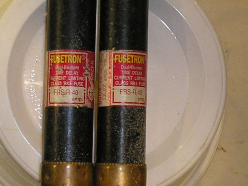 (LOT OF 2)FUSETRON DUAL ELEMENT TIME DELAY FUSE CLASS RK5 FRS-R-40 600VAC 40 AMP