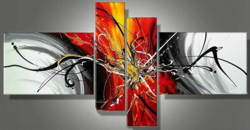 HUGE MODERN ABSTRACT WALL DECOR ART CANVAS OIL PAINTING 4PC!/.+ framed