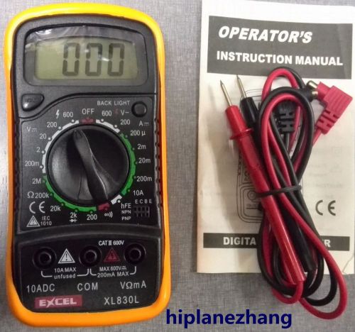 Handheld Digital Multimeter AC DC Voltage Current Resistance HFE Tester XL830L