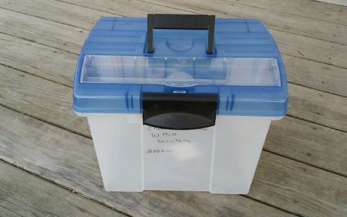 Plastic Letter Size File Box with Top Storage for Office Supplies