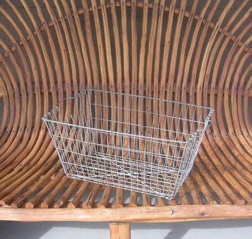 ANTIQUE WIRE BASKET WITH HANDLES INDUSTRIAL DECOR