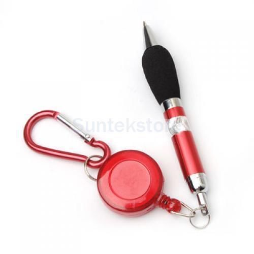 Retractable badge reel pocket pen sport with metal belt clip &amp; carabiner--red for sale