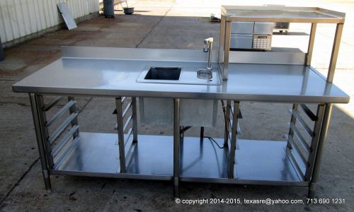 84&#034; X 30 &#034; ALL STAINLESS STEEL BEVERAGE STATION TABLE W/  UPPER SHELF
