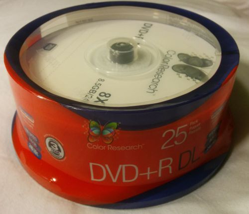 COLOR RESEARCH 25 Pack DVD+R Dual Layer Blank Media - 8X Speed, 8.5 GB