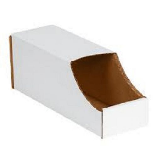 Corrugated Cardboard Stackable Bin Boxes 4&#034; x 12&#034; x 4 1/2&#034; (Bundle of 50)