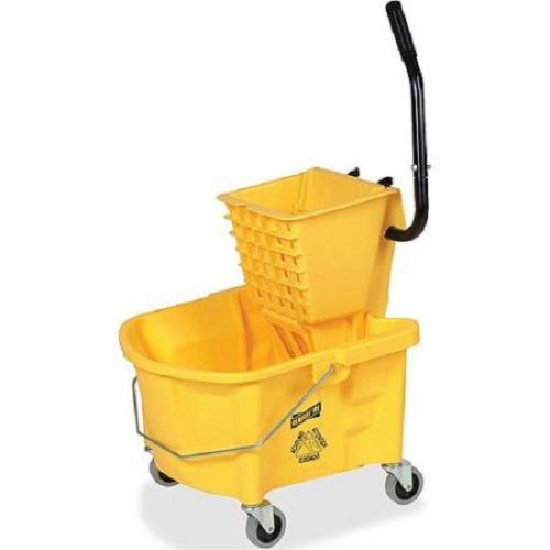 Genuine Joe Splash Guard Mop Bucket Wringer Combo, Yellow