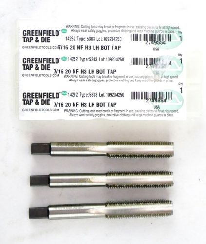 GREENFIELD 14252 5303 7/16-20 NF H3 4 Flute Left Hand Bottoming Hand Tap QTY3 i7