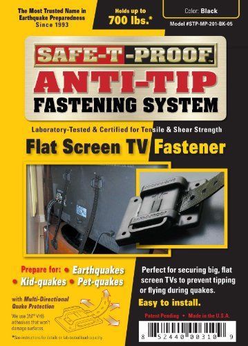 NEW Safe T Proof Anti Tip Fastening System Flat Screen TV Fastener Black
